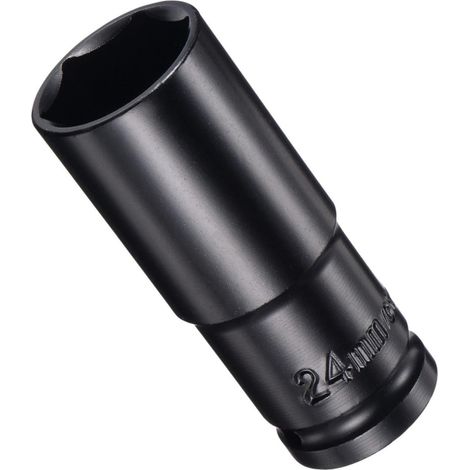 Douille à choc profonde, entraînement 1/2" par douille à choc de 24 mm de profondeur, douille de 24 mm en acier CR-V traité thermiquement, douille 1/2 avec douille à 6 points de 80 mm de (1/5)