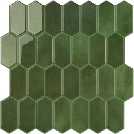 Lange, sechseckige, selbstklebende Fliesen für die Küche, 10 Bögen 3D-Wandfliesen, Aufkleber für (1/4)