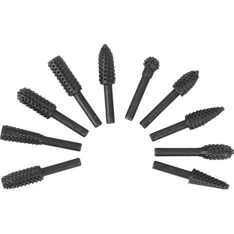 Jeu de Fraises Rotatives 10 Pièces, Bavures de Limes Rotatives, Lime à Râpe éLectrique Noire, Outil de Sculpture Sur Bois, Avec Diverses Spécifications, Pour Tige de 1/8 Po, Toutes Les Perceuses éLect (1/5)