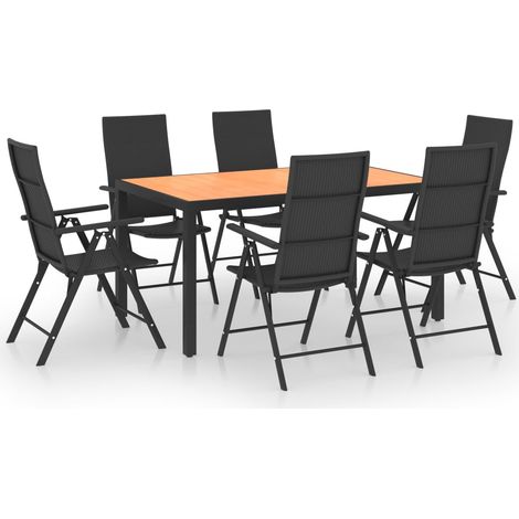 Juego de comedor de jardín 7 piezas negro y marrón vidaXL (1/5)