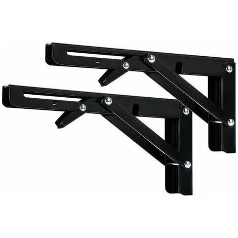 Support Pliable Pour Étagère - 300 mm - Angle Verrouillé 90° - Noir - Convient Pour Bureau Murale Table Camping Balcon Cuisine - 2 Pièces