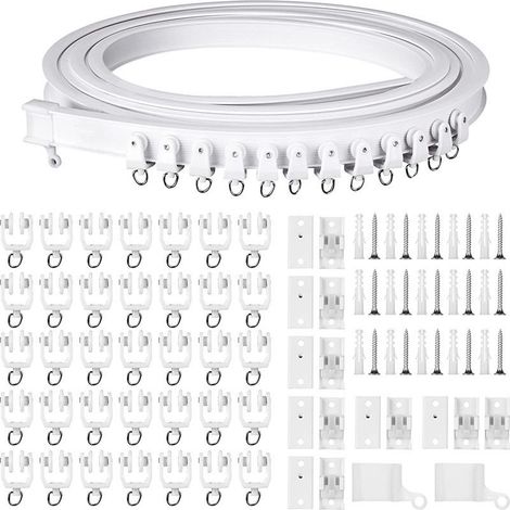 Rail de Rideau Flexible et Pliable de 5 m for Chambres, balcons, salles de Bains, séparateur de pièce, Plafond, Rail Silencieux, décoration de fenêtre, Accessoire (1/5)