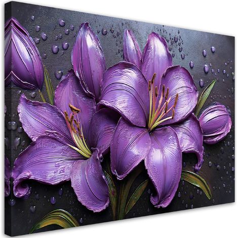Tableau déco Lys mauves Gouttes de fleurs Roses 90x60 (1/5)