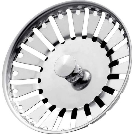 Bouchon de crépine d'évier de cuisine en acier inoxydable, crépine de panier à double fonction et bouchon Dimensionné pour les éviers britanniques Bouchon de vidange de crépine (diamètre : 84 mm) (1/5)