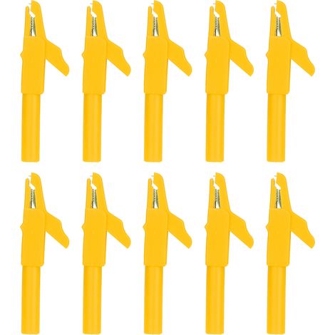 10 pinces de sécurité isolées avec douille banane 4mm, pour tests électriques sur voiture, bateau, camion - jaune (1/5)