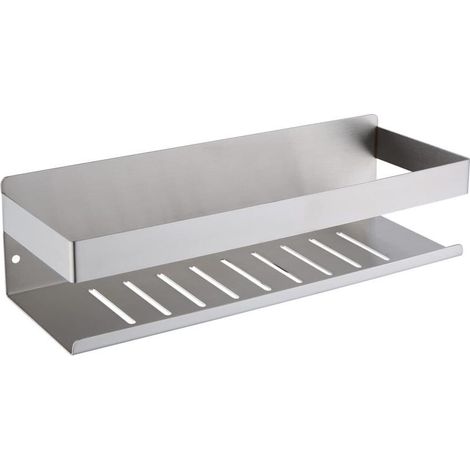 No Drilling Shower Shelf, Self-Adhesive Shower Caddy, SUS304 Stainless Steel Adhesive Shower Basket Brushed Nickel 30cm (1/5)