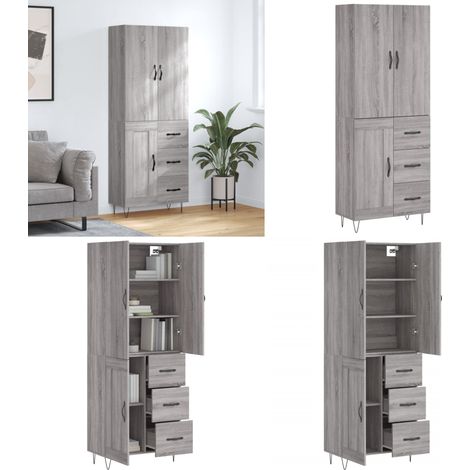 Highboard Grau Sonoma 69,5x34x180 cm Holzwerkstoff - Holzwerkstoff - Schrank (1/5)