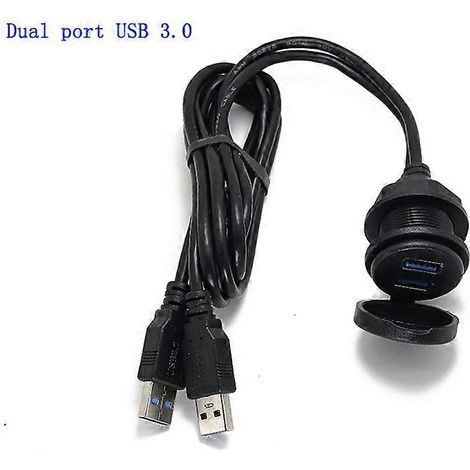 câble d'extension USB 3.0 mâle vers femelle rond pour voiture et moto avec capuchon étanche. (1/5)