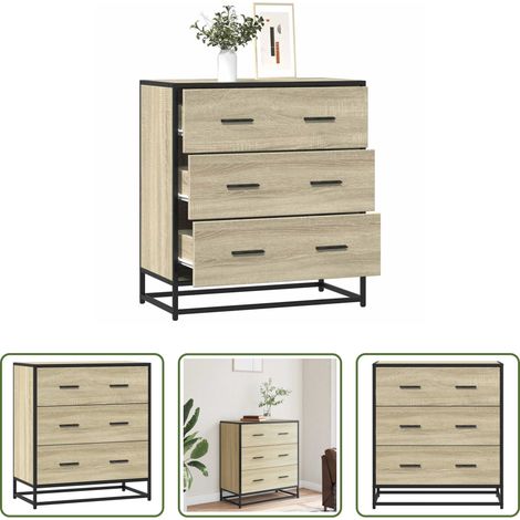 vidaXL Metall -  Sideboard Sonoma-Eiche 68x35x76 cm Holzwerkstoff und Metall (1/5)