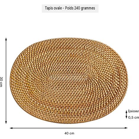 Set de table ovale en rotin tressé à la main 40 × 30 cm, dessous-de-plat isolant pour table à manger et restaurant (1/5)
