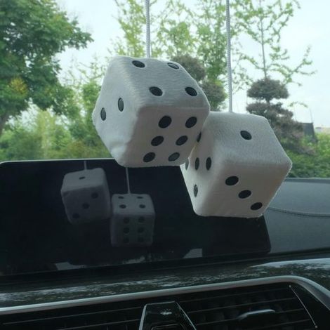 Cubo de peluche,Para colgar en el coche,Cubo para colgar muebles,Cubo cuadrado suave retro,Para espejo retrovisor,Accesorios para colgar (Blanco) (1/5)