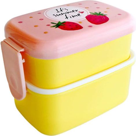 Boîte à bento Mini boîte à lunch Micro-ondes Conteneur portable Étudiant Pique-nique Boîte à bento Fraise