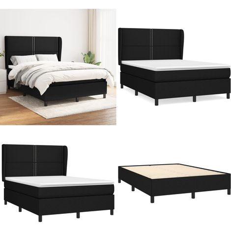 Boxspringbett mit Matratze Schwarz 140x200 cm Stoff - Boxspringbett - Doppelbett - Schlafraum - Bettgestell - Massivholzbette - Home & Living (1/5)
