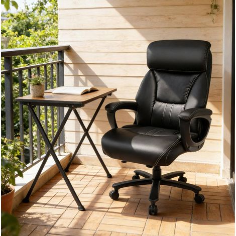Bürostuhl ergonomisch höhenverstellbar 150 kg Schwarz OKMYHOME (1/5)