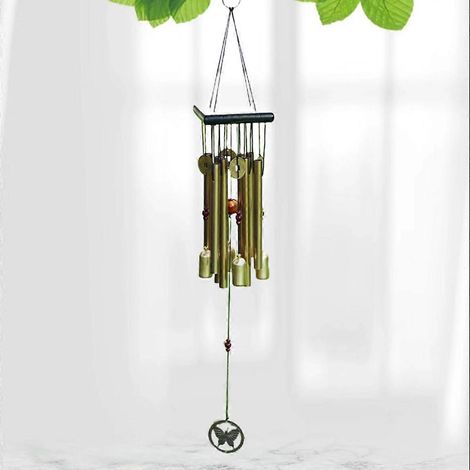 Carillon éolien d'extérieur, carillon de jardin avec 8 tubes et pendentifs en alliage de cuivre, idéal pour la terrasse, le jardin et la décoration extérieure. (1/4)