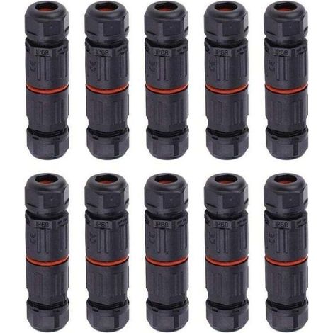 Connecteur électrique étanche - PZCC - 10 pièces - IP68 - 3 broches - Nylon ignifuge - Sans vis - Compact - Extérieur (1/4)