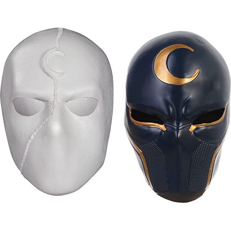 Masque en latex Moon Knight 1 pièce, cagoule cosplay déguisement accessoire, noir modèle 2, sachet. (1/4)