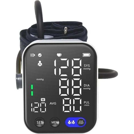 Blutdruckmessgerät für den Oberarm, großes Display, große Schrift, gut lesbar im Dunkeln, Dual-User-Modus, verstellbares Armband (22–42 cm)
