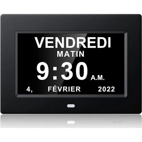 Horloge calendrier numérique One Piece 7 pouces avec date et heure, horloge Alzheimer pour parents, machine-noir-20414324mm (1/4)