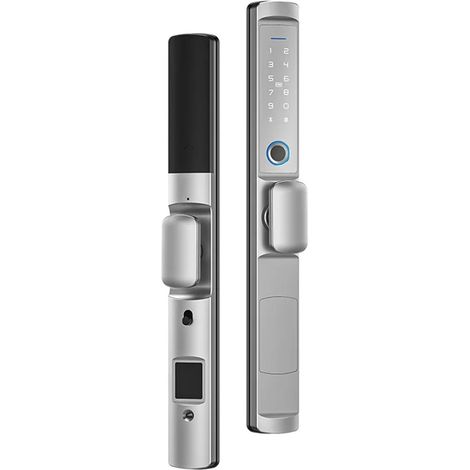 Serrure de porte intelligente Serrure Étanche À Empreintes Digitales, Pont Cassé, Serrure À Combinaison À Poignée Basse En Aluminium, Double Porte De Cour, Allia D'aluminium Intellint ( Color : Blueto (1/5)
