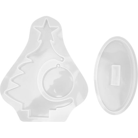 Moule artisanal en Silicone, cadre Photo d'arbre de nol, réutilisable, facile à nettoyer, moule en résine pour décoration de fête à domicile (1/5)