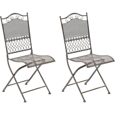 Juego de 2 sillas de jardín plegables balcón terraza diseño rústico en metal bronce 100002835 (1/5)