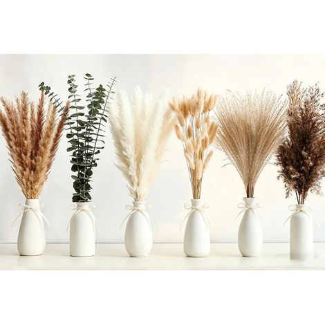 Ensemble de 110 pièces de décoration en Pampas bohème, Pampas naturellement séchées, Fleurs de Queue de Lapin séchées et Eucalyptus séché. Parfait pour Les Mariages, Les Decorations de fête (1/5)