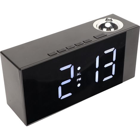 Réveil de bureau créatif avec miroir, contrôle de la température du bureau, luminosité réglable, miroir de maquillage, horloge électronique, réveil projecteur, lumière blanche. (1/5)