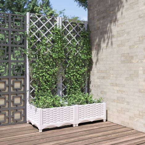 Jardinera con enrejado PP blanco 80x40x121,5 cm vidaXL