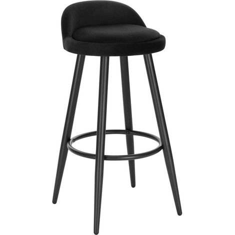 WOLTU Barhocker Barstuhl Hocker Bistrohocker Tresenhocker mit Fußstütze aus Samt Metall, Schwarz