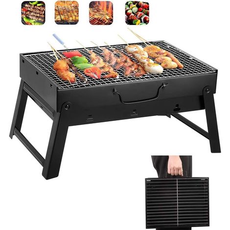 Barbecue Charbon Portable Pliable, Barbecue de Table Compact, Petit BBQ Voyage Extérieur Jardin Pique-Nique Plage Arrière-Cour (1/5)