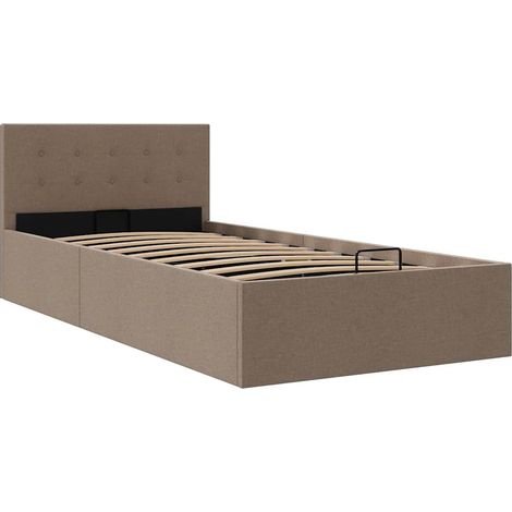 Lit adulte pour 1 personnes, Structure de lit, Assemblage Facile, à stockage hydraulique Taupe Tissu 90x200 cm OIB9700E (1/5)