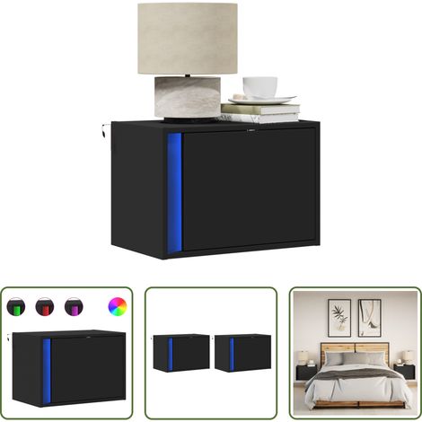 LED-Leuchten - Wand-Nachttische mit LED-Leuchten 2 Stk. Schwarz (1/5)
