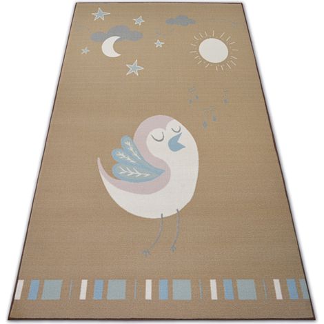 Teppich für Kinder LOKO Vogel beige Antirutsch  beige 120x170 cm