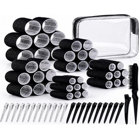 Set di 64 articoli: bigodini in 5 misure, fermagli, spazzola, custodia. (1/5)