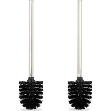 4 x Toilettenbürste, WC, Ersatz, abnehmbarer Bürstenkopf, Klobürste ohne Halter, HxD: 36 x 8 cm, WC-Bürste, schwarz