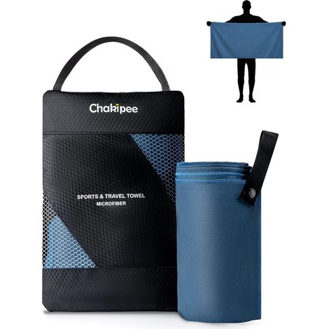 Serviette en Microfibre, Absorbante, sèche Rapidement, Légère et Compacte, Idéale pour Sport, Piscine, Voyage, Plage et Camping, Lot de 1,120 x 60cm,Bleu Marine (1/5)