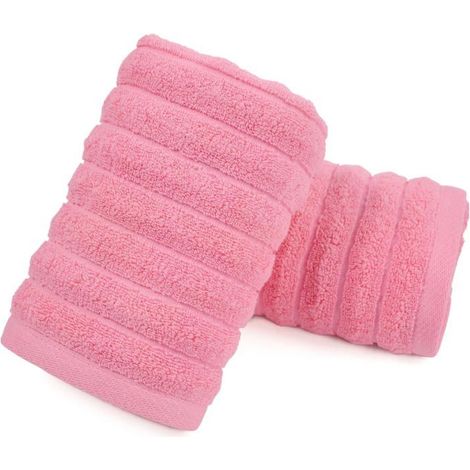 BelleRise - Serviettes à mains en coton côtelé (rose), lot de 2, 13 po x 29 po, douces et à séchage rapide (1/5)