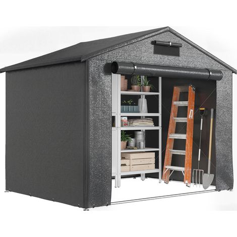 Protection pluie et vent Tente garage 2,5x1,8 m bâche PE imperméable porte zippée pour vélos et outils (1/5)