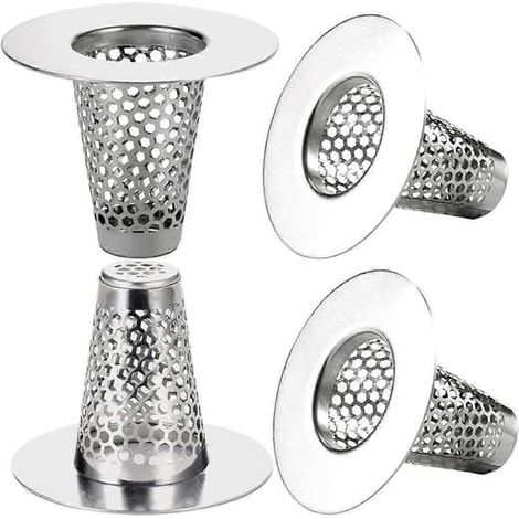 Lot de 4 crépines de bonde de salle de bain pour orifice de vidange de 1,2 à 1,6 pouce, petit couvercle de bonde conique en acier inoxydable de 1 pouce (Fww) (1/5)