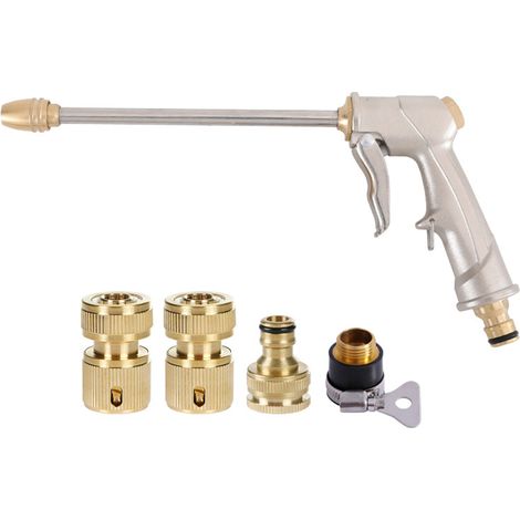Pistola de riego metálica, pistola pulverizadora de alta presión con extensión metálica, pistola de riego para jardín (1/5)