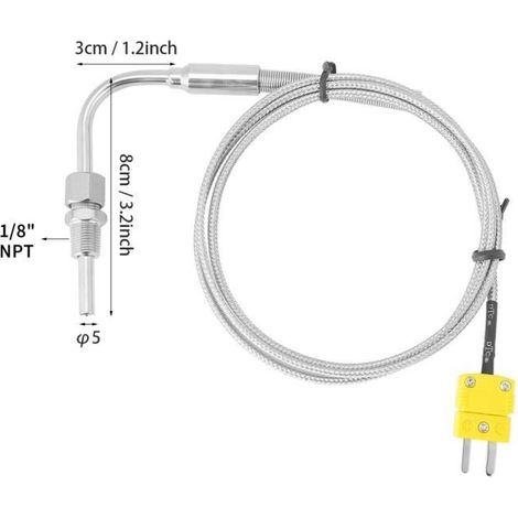 M Termocoppia tipo EGT K con punta esposta e connettore per sonda di temperatura del gas (1/4)