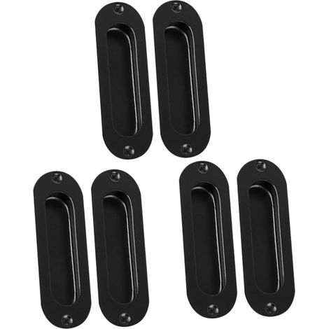 Lot de 6 poignées porte grange chromées pour portes intérieures carrées, en acier inoxydable noir (1/5)