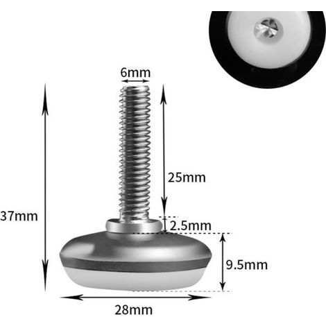 6 Pcs Pieds de Meubles Réglables Nivellement Patin Base Jambe Pied de Table Chaise Ajustables Protection Sol M6 x 25mm (1/3)