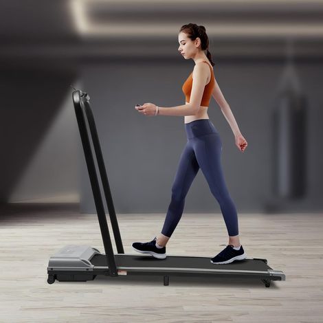 Tapis de course pliable 2 en 1, 3.0 HP sous le bureau, avec télécommande et affichage LED, vitesse maximale de 6 km/h, pour la marche et le travail à domicile (1/5)