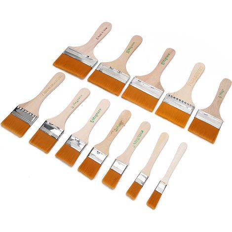Lot de 12 pinceaux en bois et nylon de pin pour nettoyer la poussière de peinture aquarelle et huile murale (1/5)