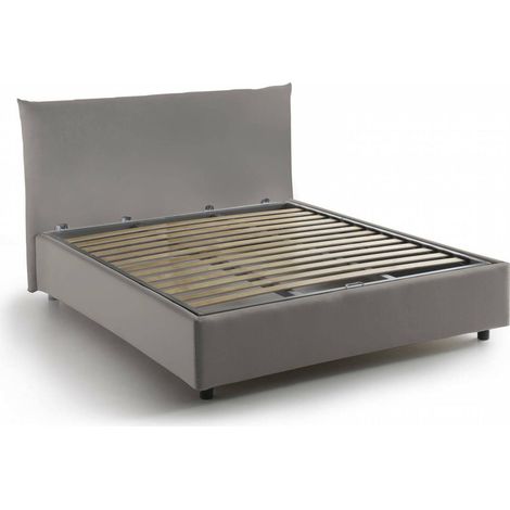 Talamo Italia Letto piazza e mezza Ornella, Letto contenitore con rivestimento in tessuto, 100% Made in Italy, Apertura frontale, adatto per materasso Cm 120x190, Tortora, con imballo rinforzato