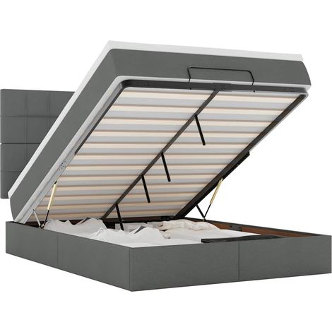 Maison Exclusive - Estructura cama otomana colchón tela gris oscu