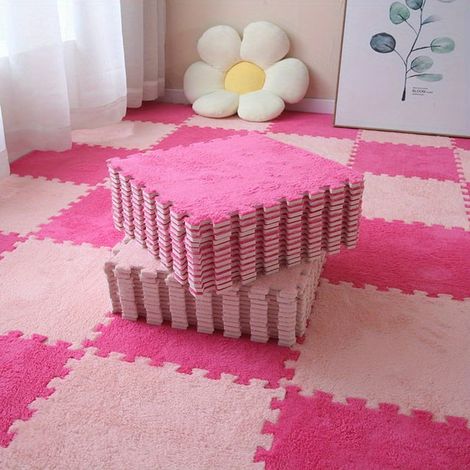 Tapis de sol en mousse puzzle 12 pièces : dalles de moquette souples et imbriquables, antidérapantes, confortables et protectrices pour toutes les pièces (1/5)