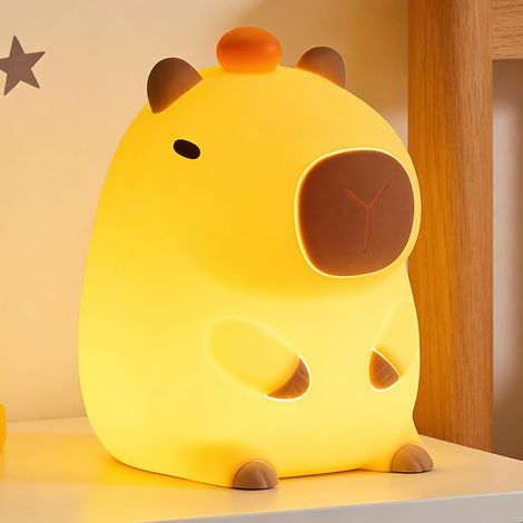 Veilleuse Capybara Silicone Rechargeable Tactile Dimmable avec Minuterie Douce Lampe de Chevet Enfant Bébé Cadeau Naissance (1/4)